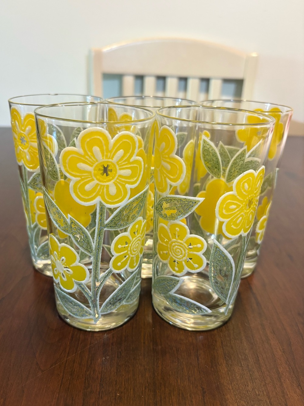 Mid-Century Modern Glasses by Culver "Petite Fleur" Pattern- Set of 5